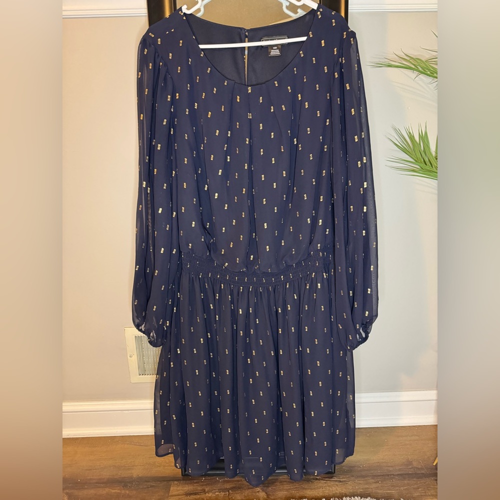 Jessica Howard Navy Dress with Gold Details